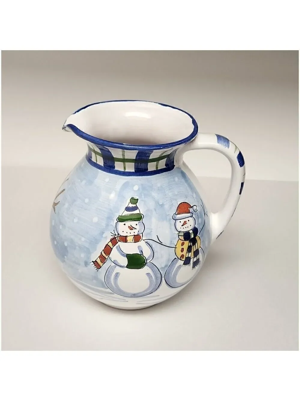 Mesa International Snowman Carafe Pitcher Ceramic Stoneware Signed Hungary
